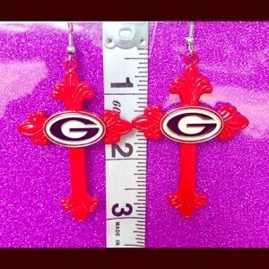 Spoon Cross Red Georgia Bulldogs Earrings